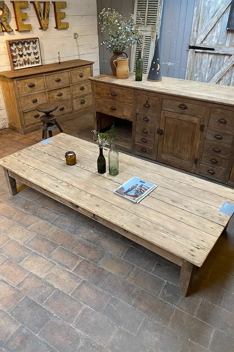 Grande table basse en bois Début XXème