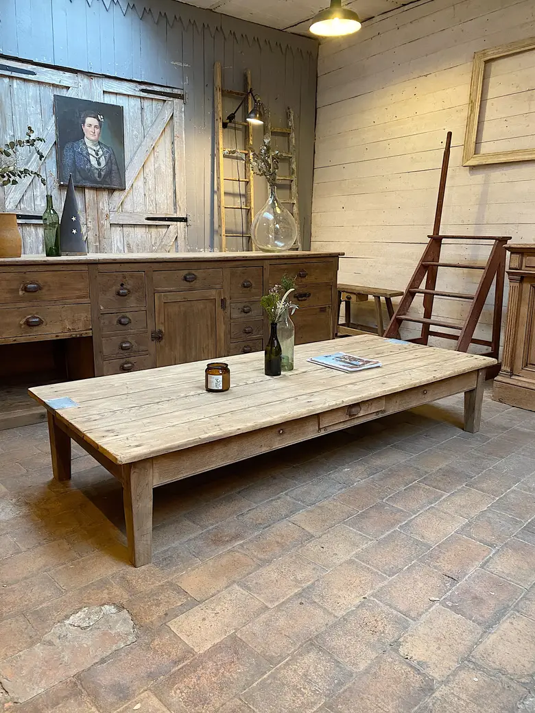 Grande table basse en bois Début XXème