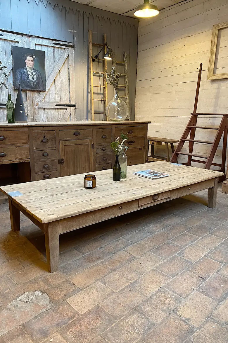 Grande table basse en bois Début XXème