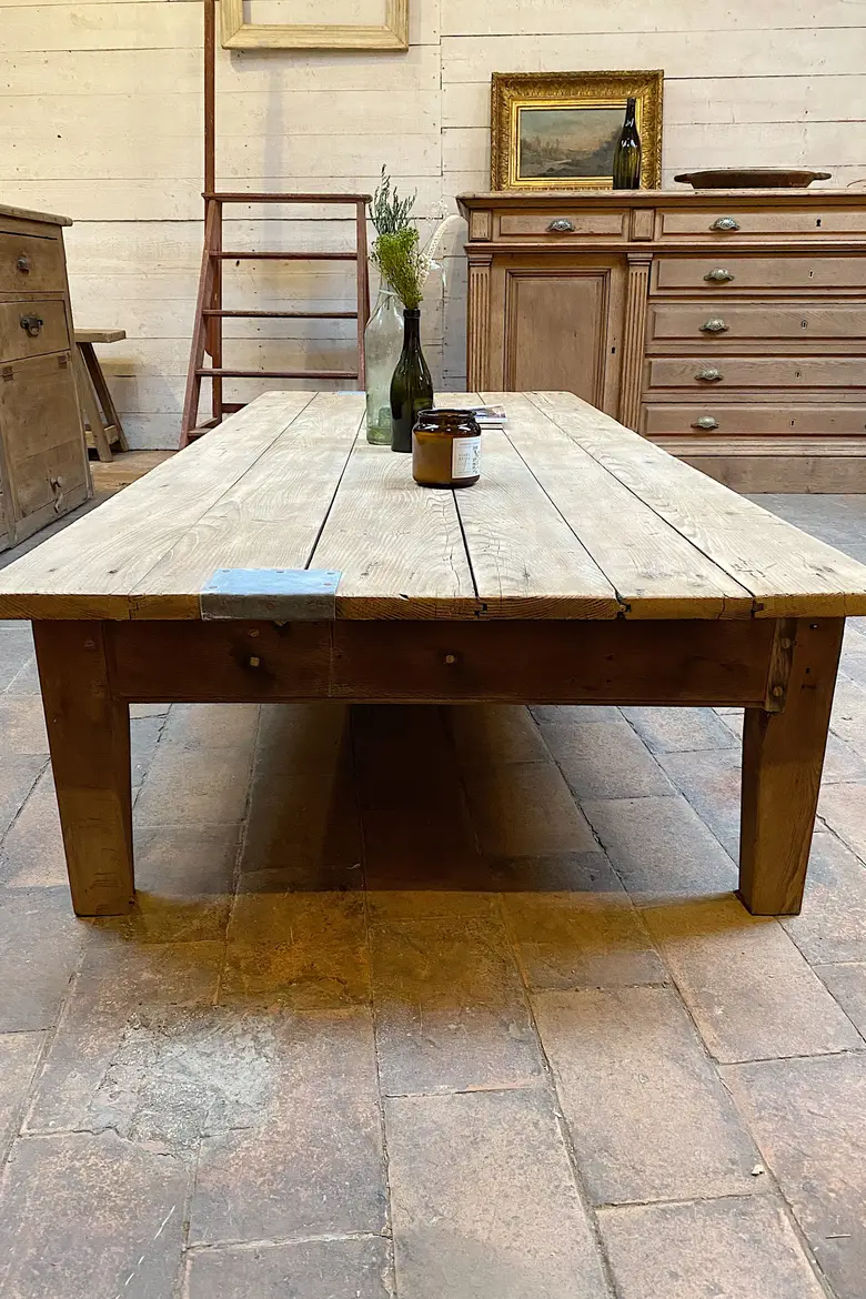 Grande table basse en bois Début XXème