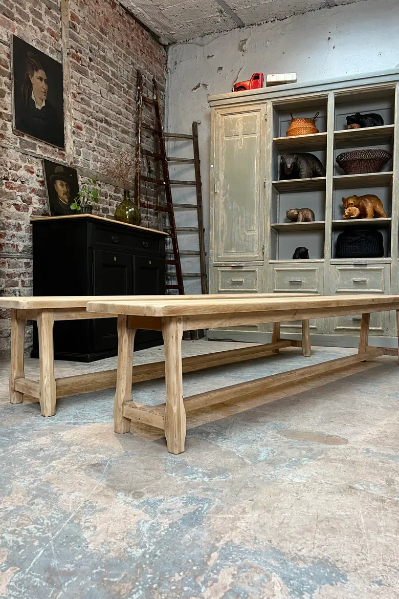 Grande table de bistrot en hêtre Début XXème