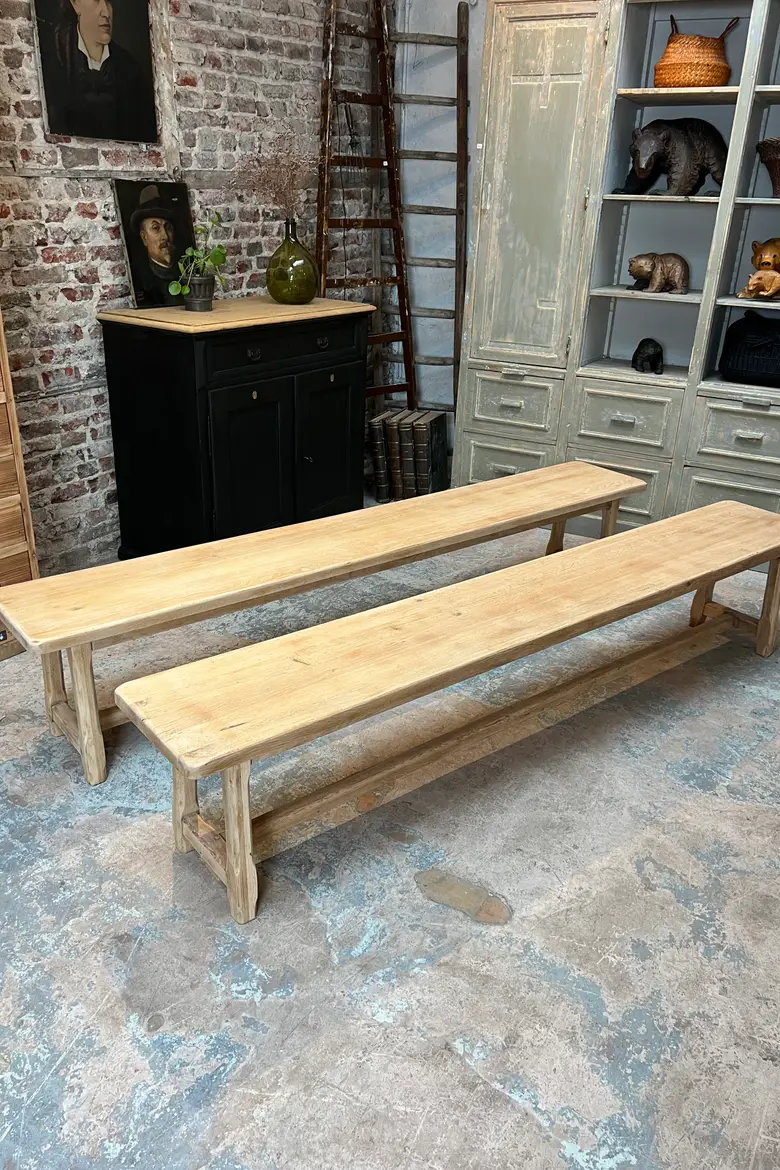 Grande table de bistrot en hêtre Début XXème