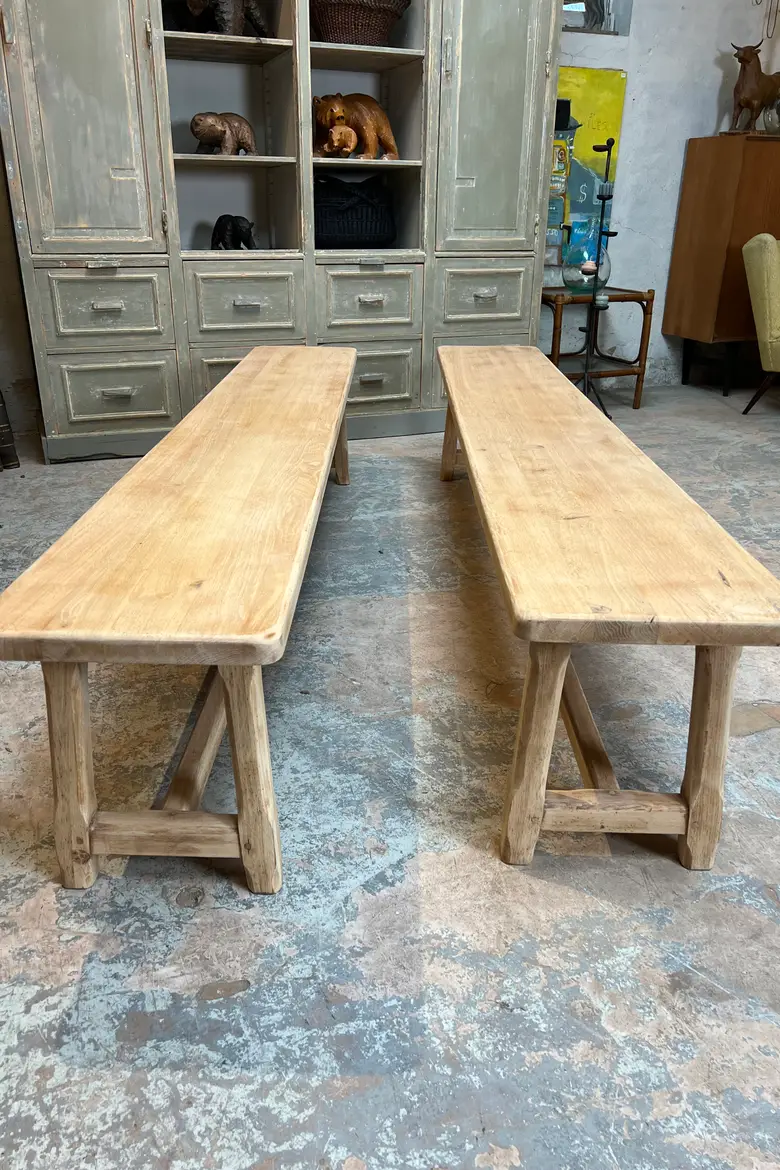 Grande table de bistrot en hêtre Début XXème