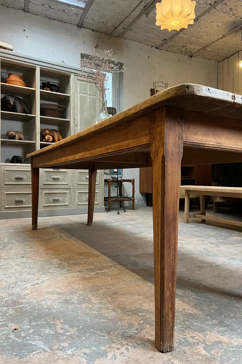 Grande table de bistrot en hêtre Début XXème