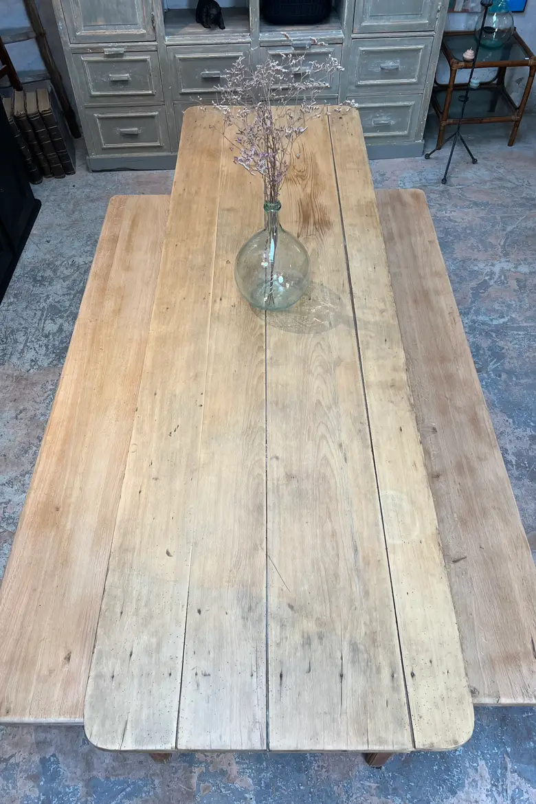 Grande table de bistrot en hêtre Début XXème
