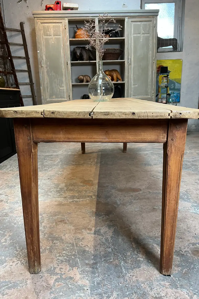 Grande table de bistrot en hêtre Début XXème