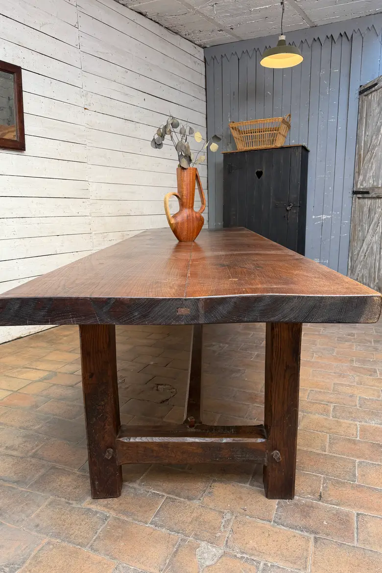 Grande table de communauté en chêne – fin XIXe / début XXe