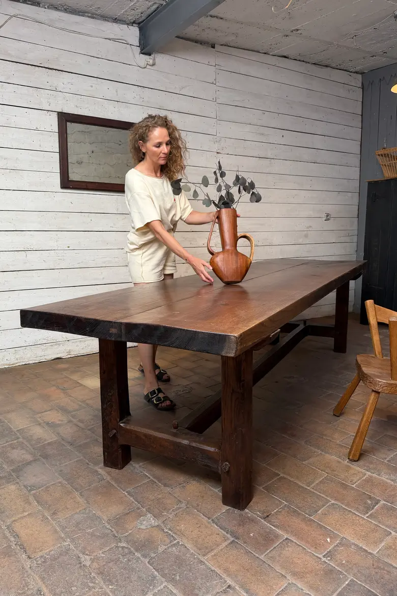 Grande table de communauté en chêne – fin XIXe / début XXe