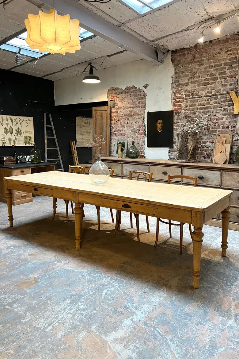 Grande table de confection en chêne Début XXème