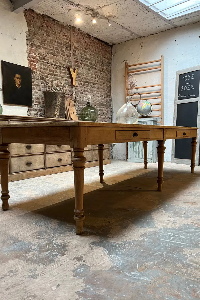 Grande table de confection en chêne Début XXème