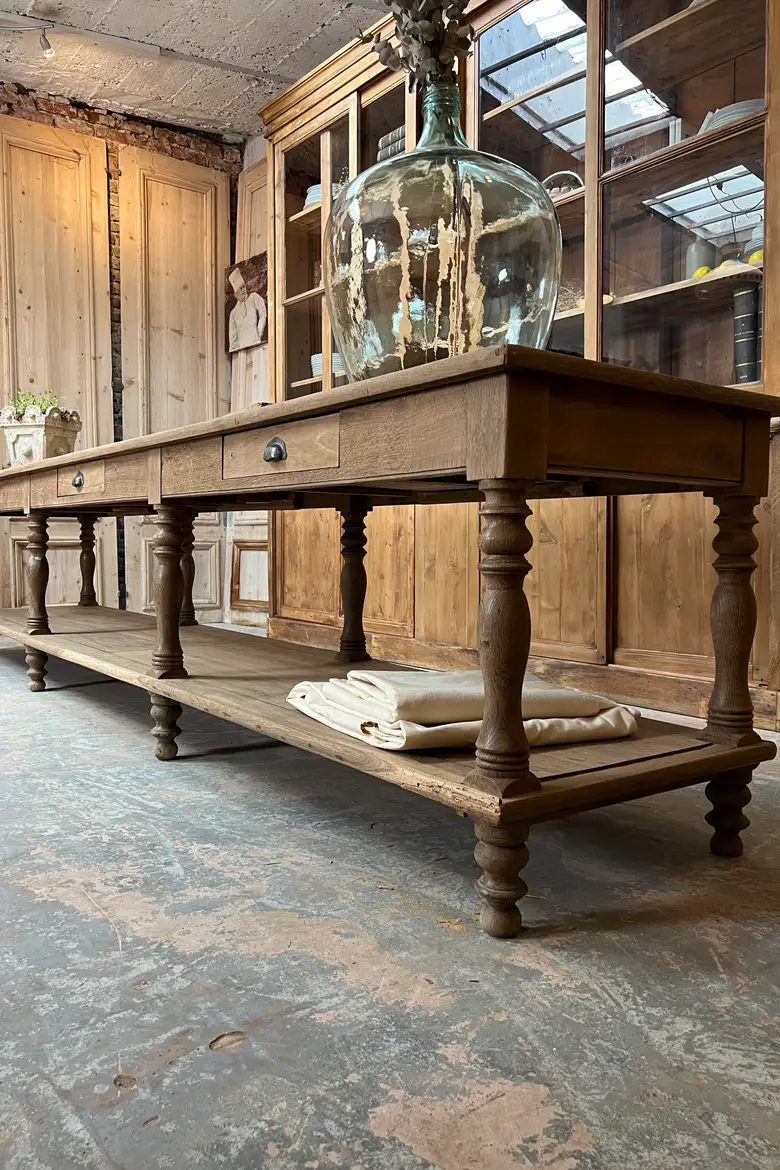 Grande table de drapier en chêne