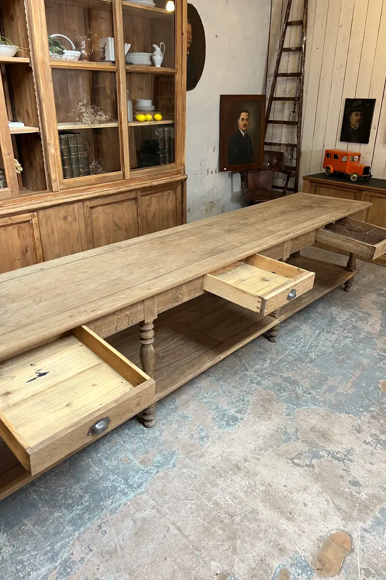 Grande table de drapier en chêne