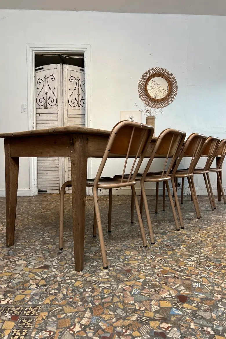 Grande table de ferme en châtaignier