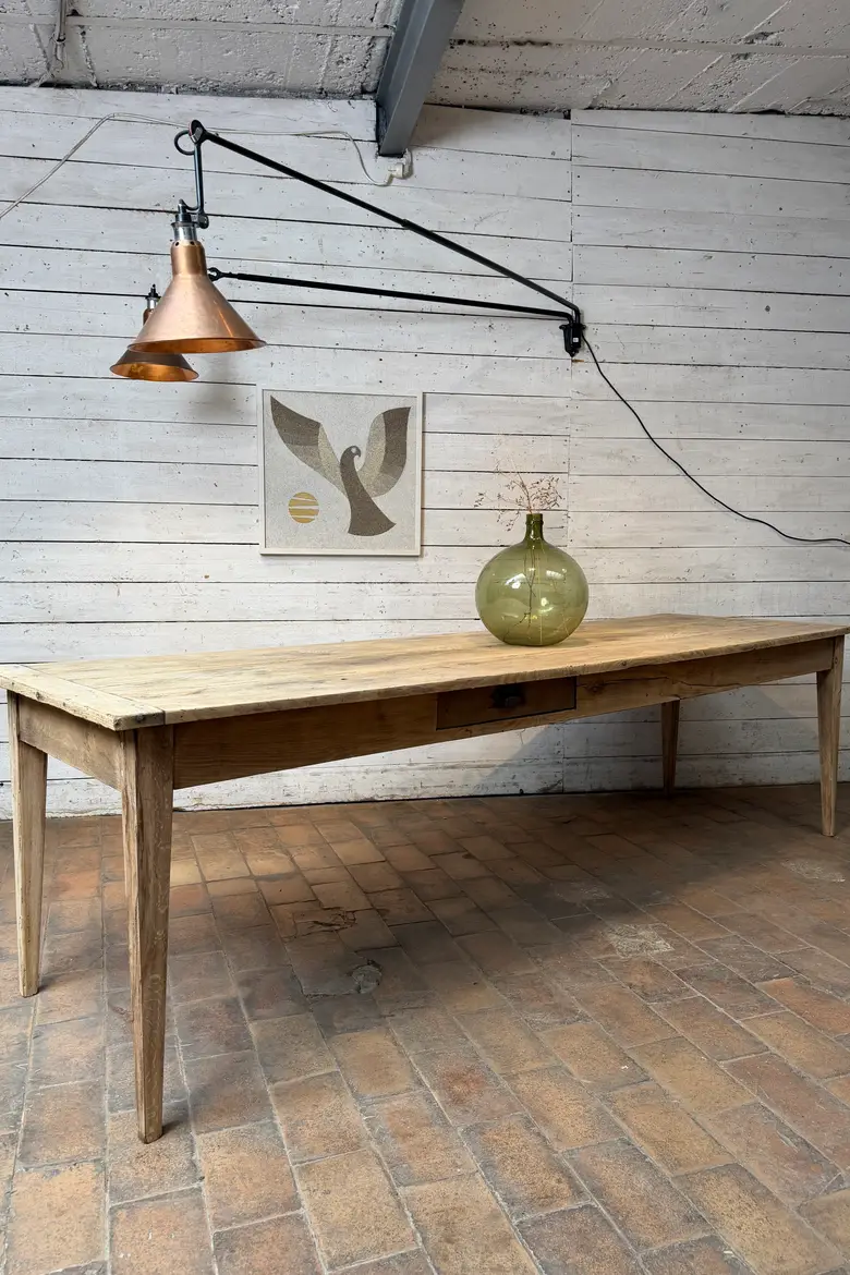Grande table de ferme en châtaignier