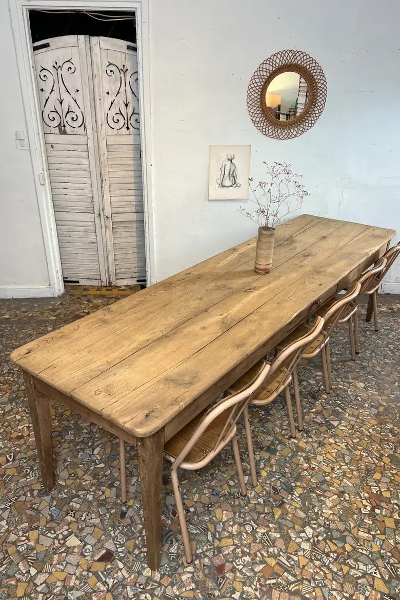 Grande table de ferme en châtaignier