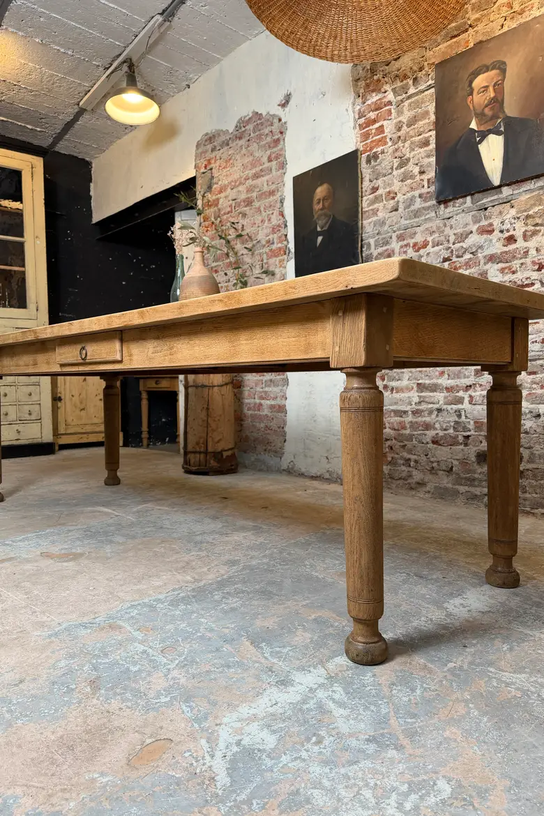 Grande table de ferme en chêne – années 50