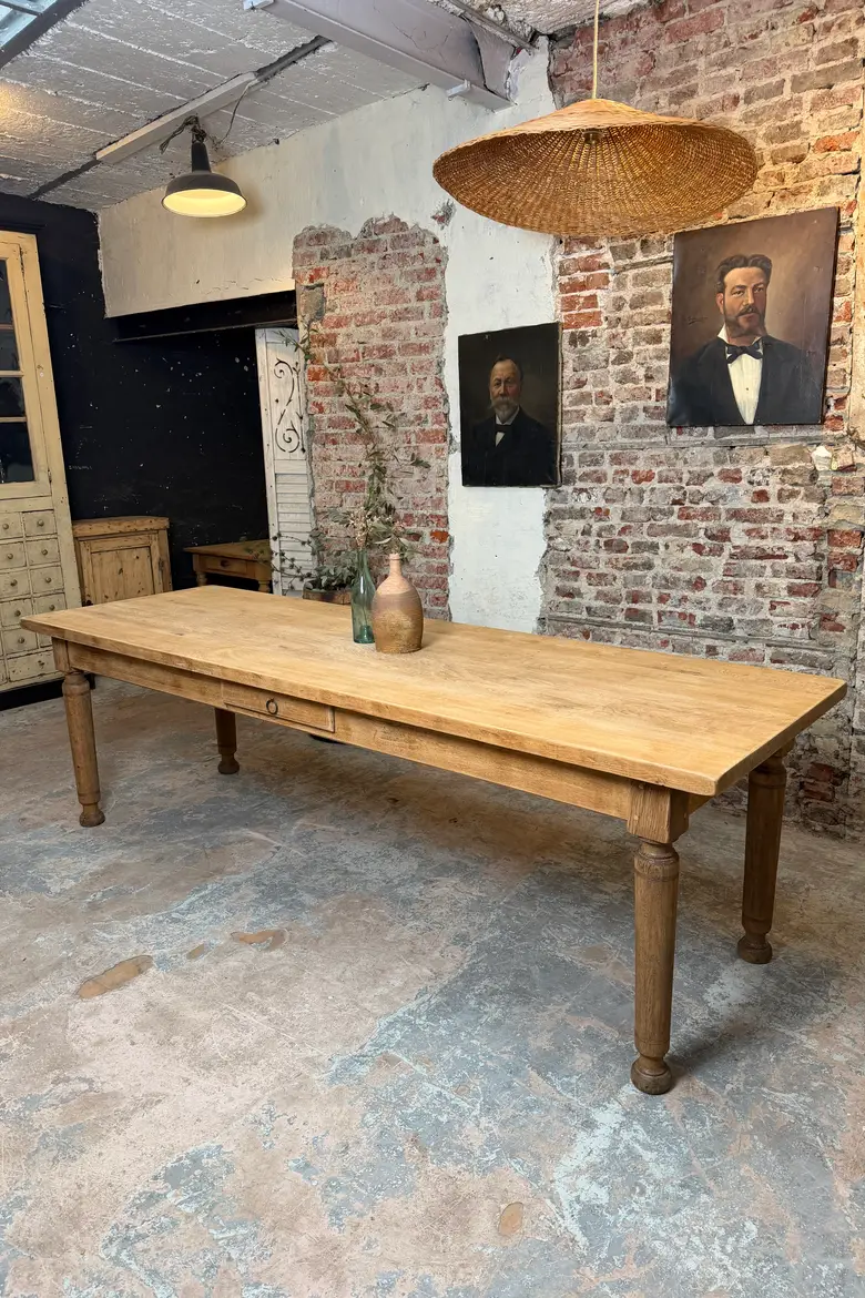 Grande table de ferme en chêne – années 50