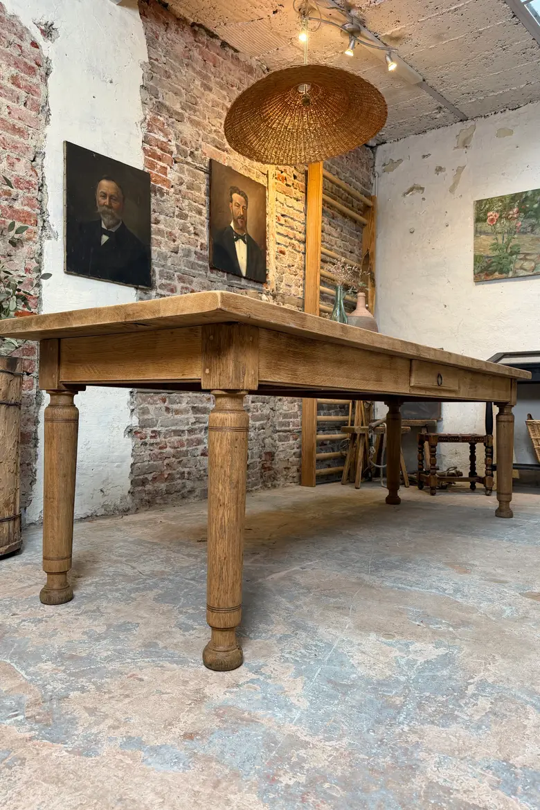 Grande table de ferme en chêne – années 50