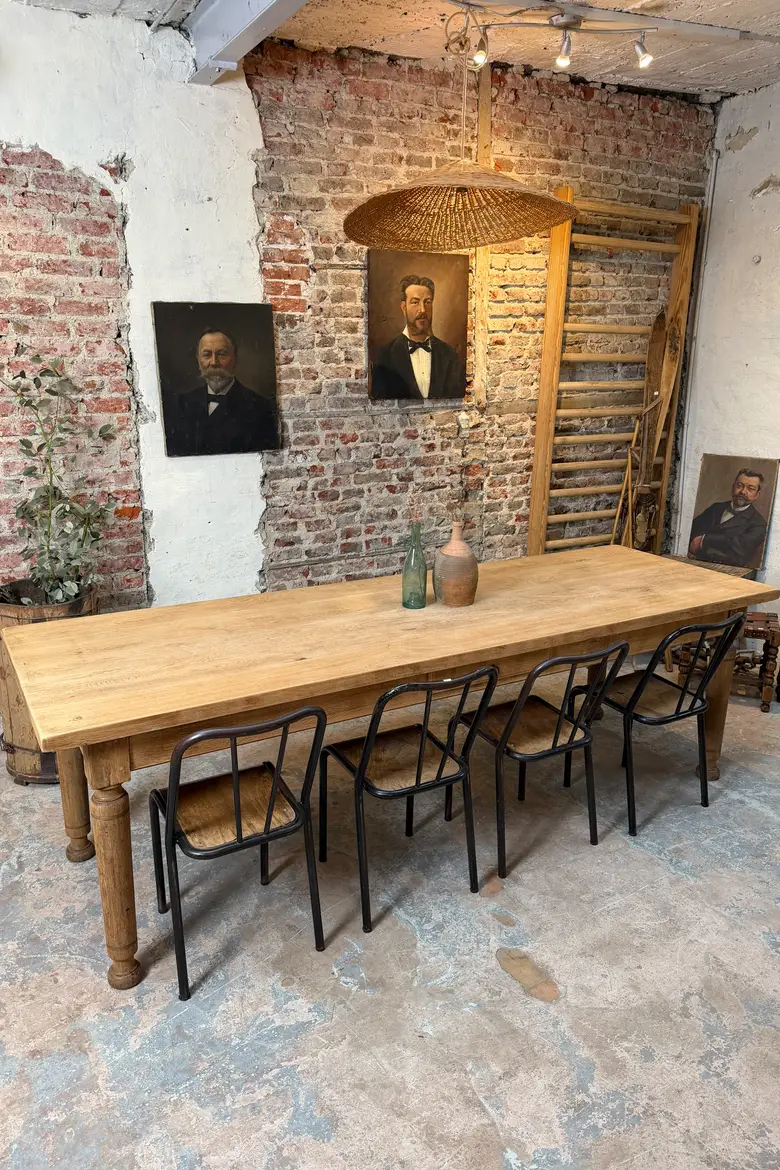 Grande table de ferme en chêne – années 50