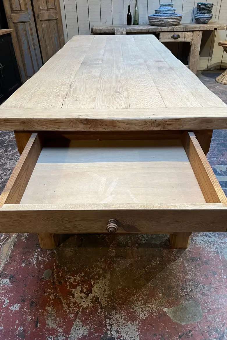 Grande table de ferme en chêne Années 60