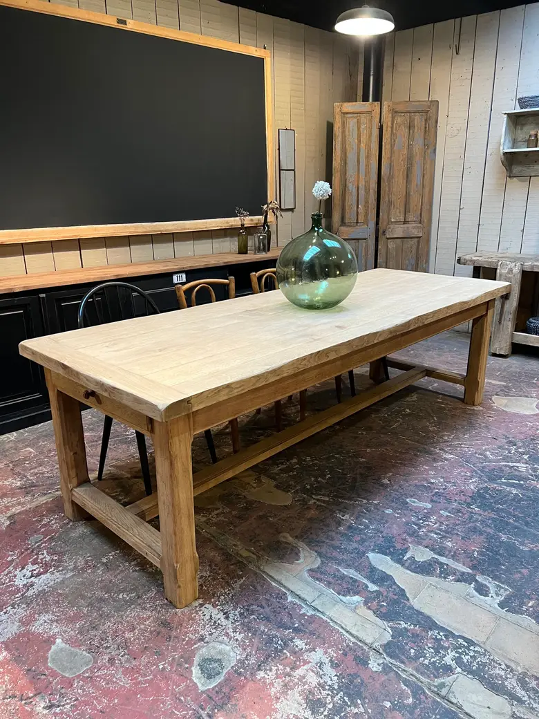 Grande table de ferme en chêne Années 60