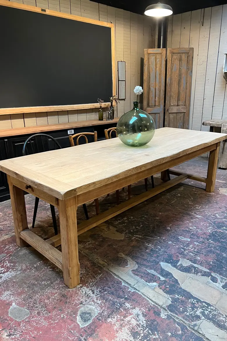 Grande table de ferme en chêne Années 60