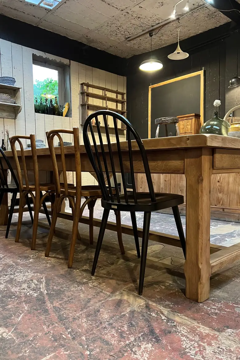 Grande table de ferme en chêne Années 60