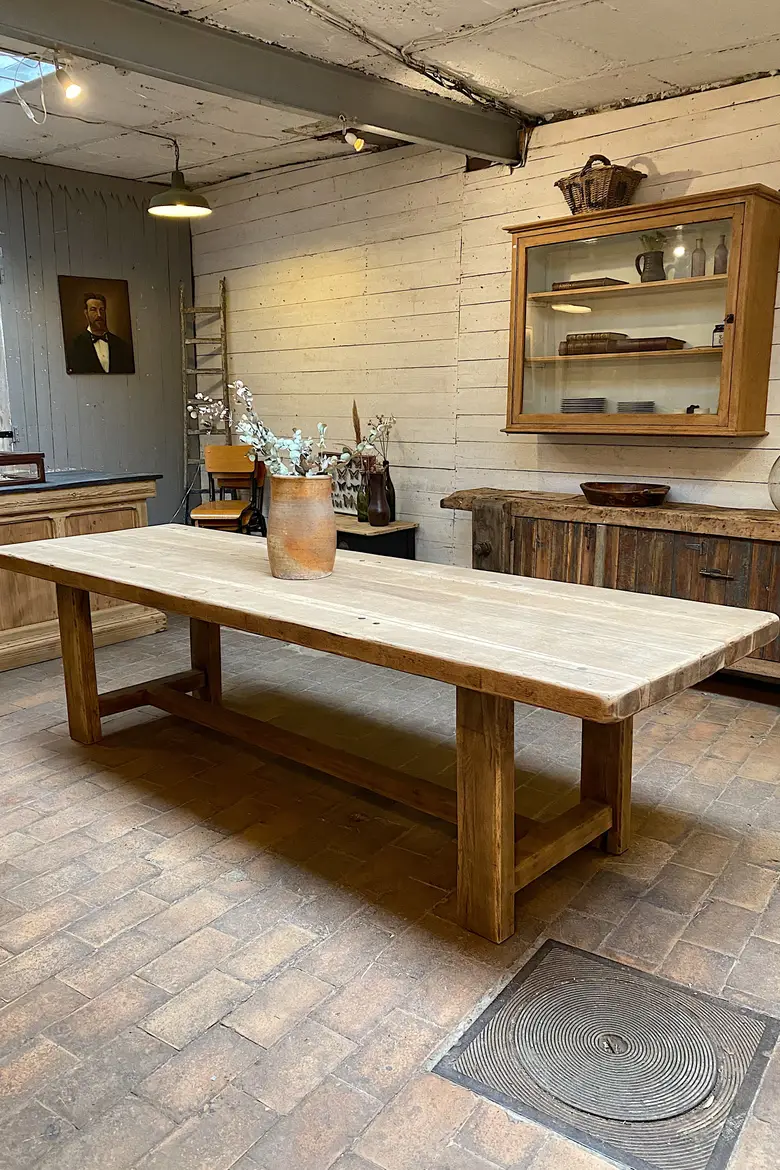 Grande table de ferme en chêne Début XXème