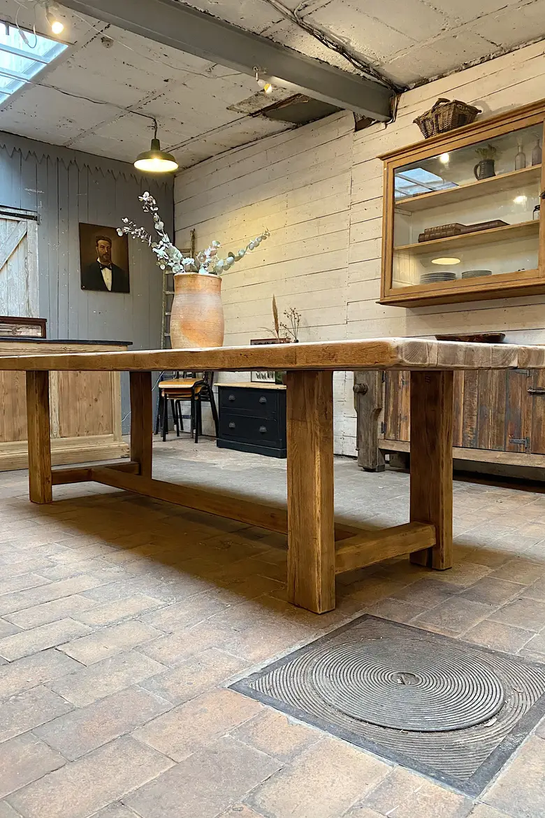 Grande table de ferme en chêne Début XXème