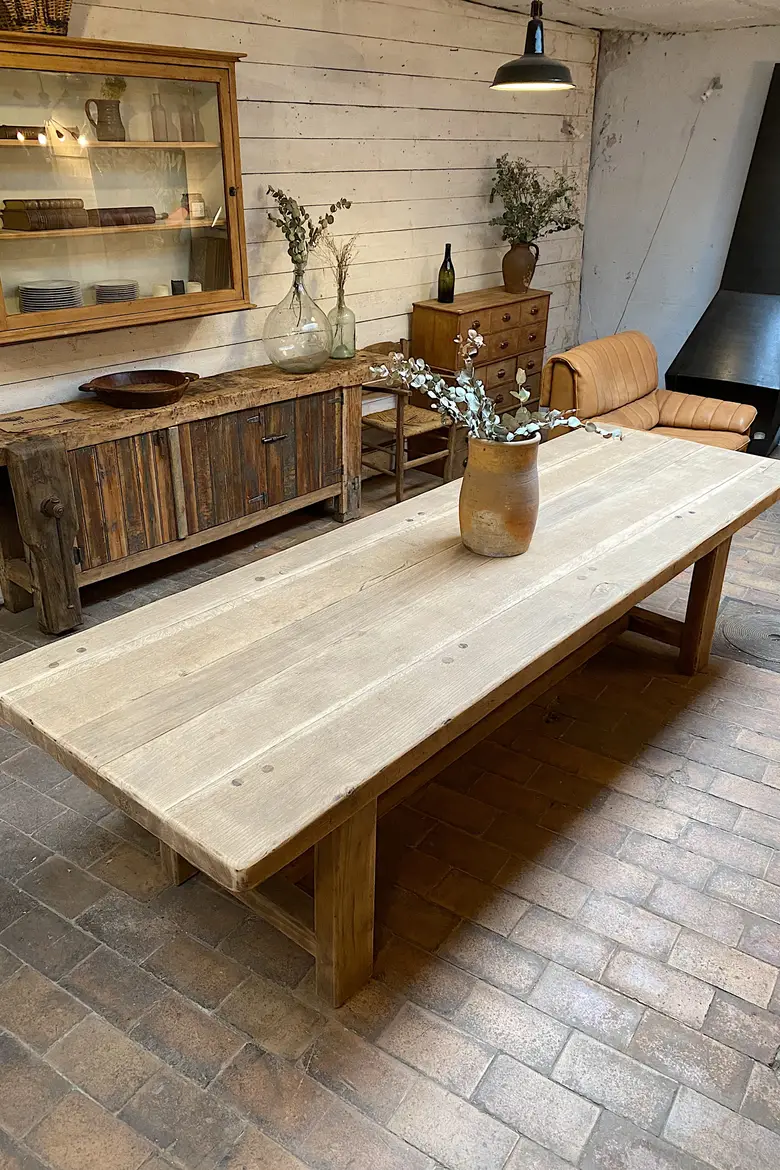 Grande table de ferme en chêne Début XXème