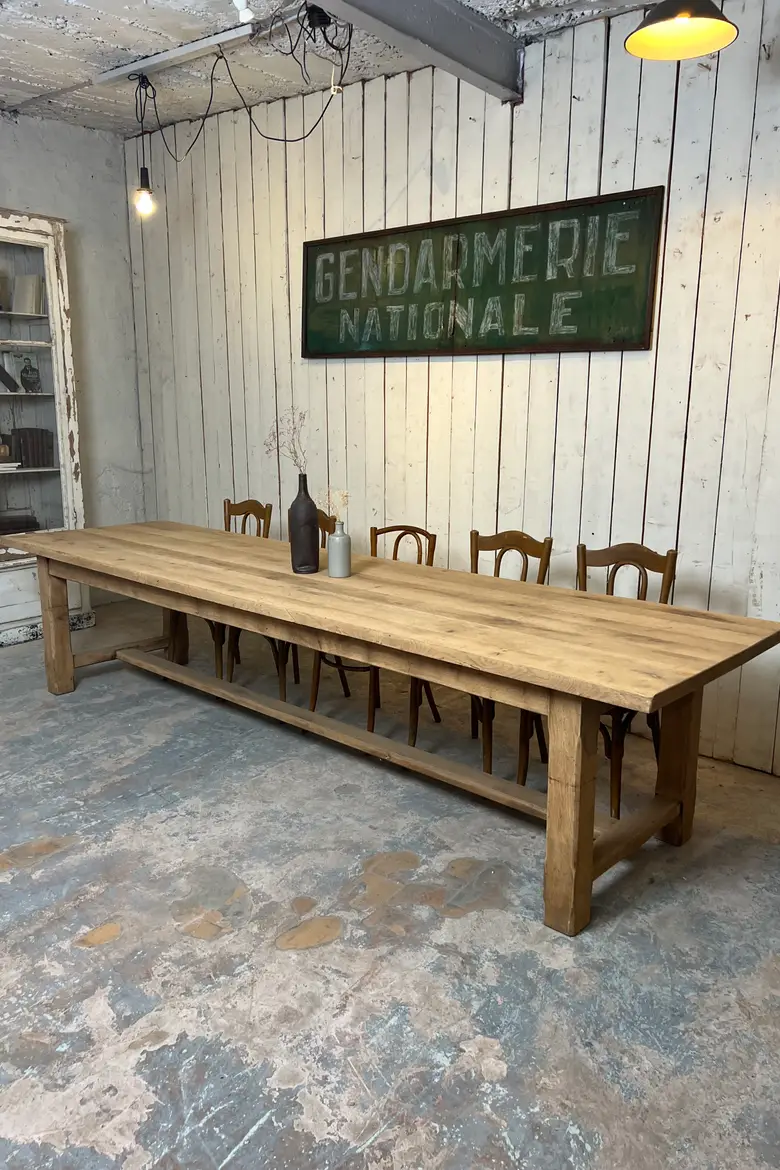 Grande table de ferme en chêne massif - Années 50