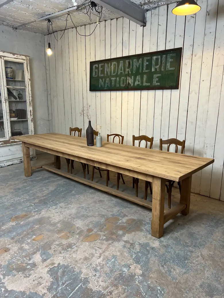 Grande table de ferme en chêne massif - Années 50