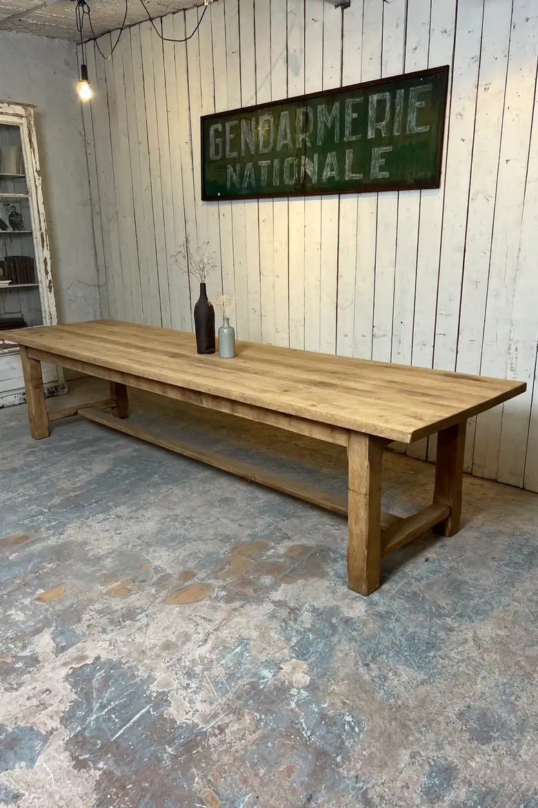 Grande table de ferme en chêne massif - Années 50