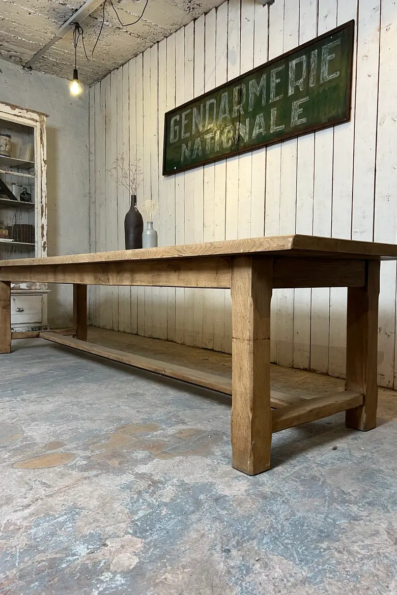 Grande table de ferme en chêne massif - Années 50