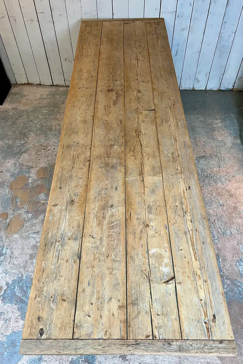 Grande table de ferme en sapin Début XXème