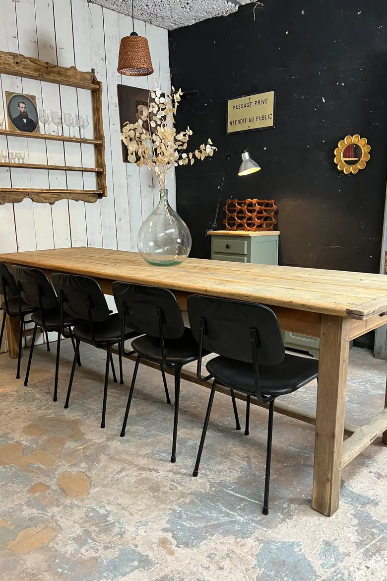Grande table de ferme en sapin Début XXème