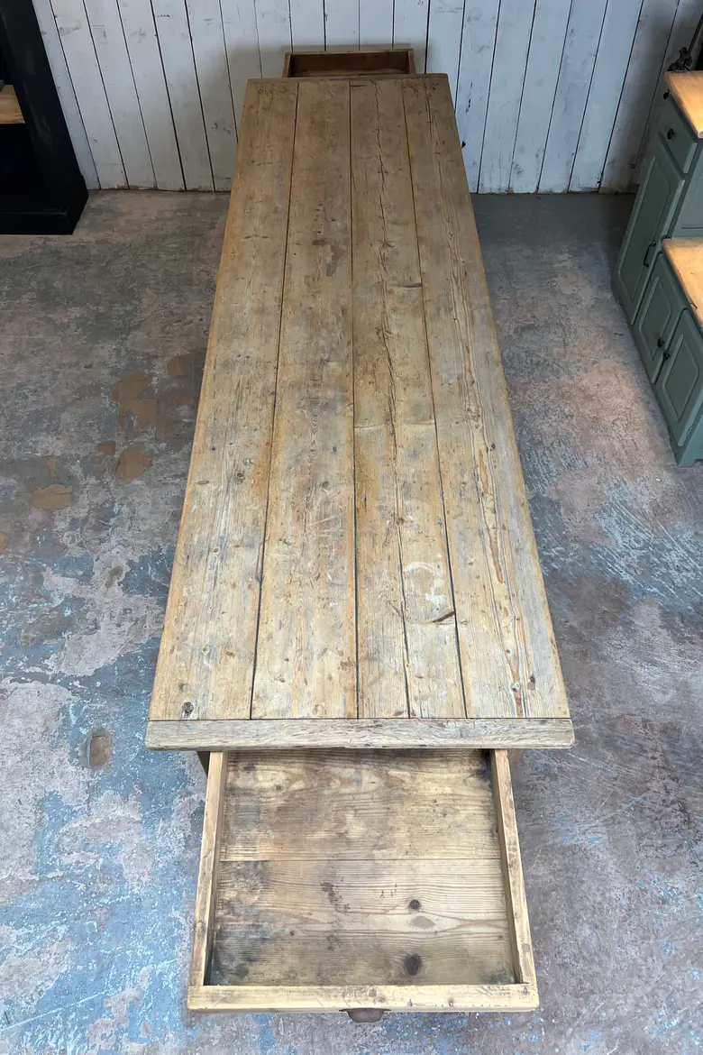 Grande table de ferme en sapin Début XXème