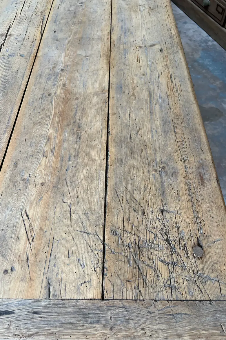 Grande table de ferme en sapin Début XXème