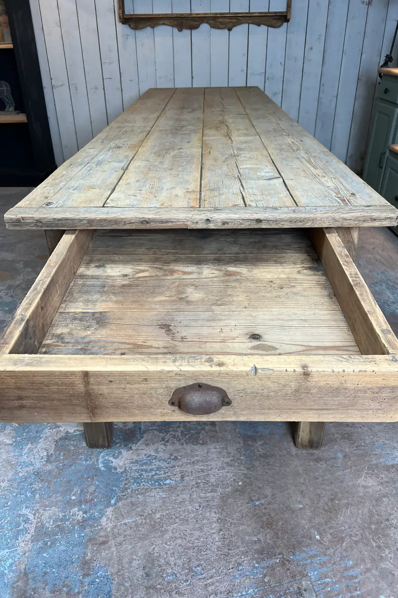 Grande table de ferme en sapin Début XXème