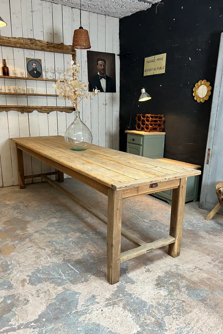 Grande table de ferme en sapin Début XXème
