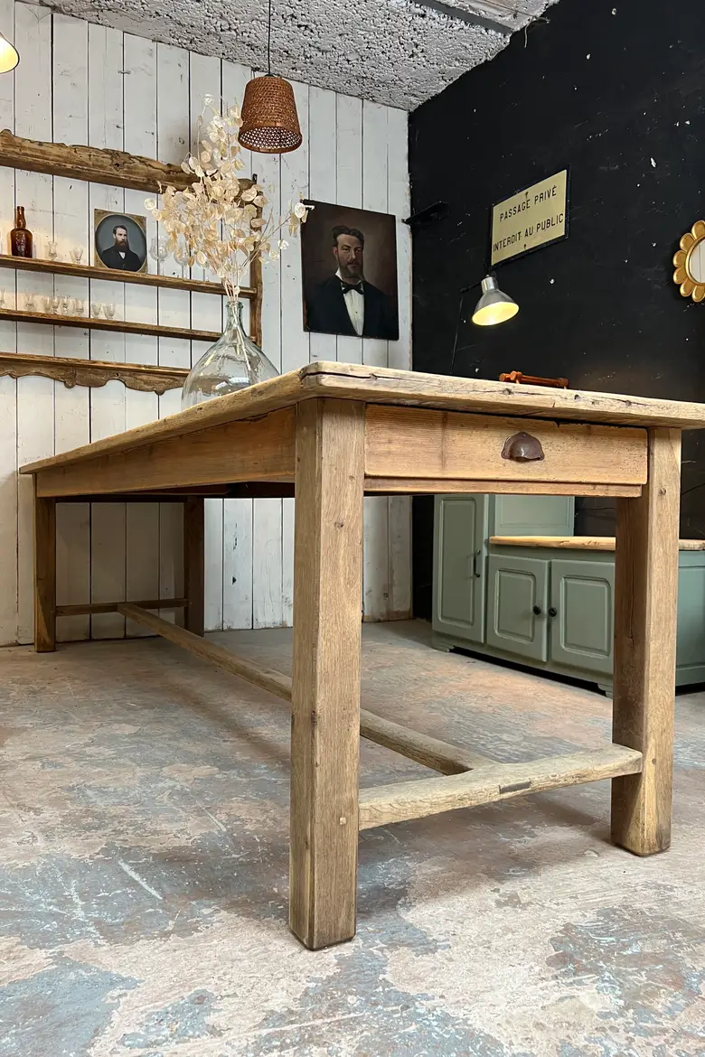 Grande table de ferme en sapin Début XXème