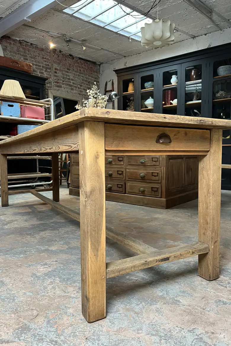 Grande table de ferme en sapin Début XXème