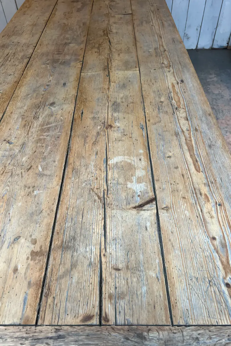 Grande table de ferme en sapin Début XXème