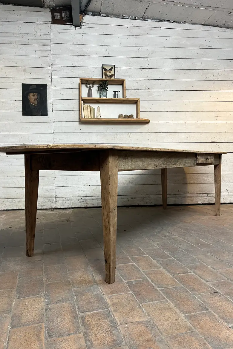 Grande Table de Ferme Ovale en Frêne, XIXe siècle