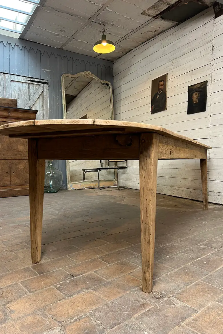 Grande Table de Ferme Ovale en Frêne, XIXe siècle