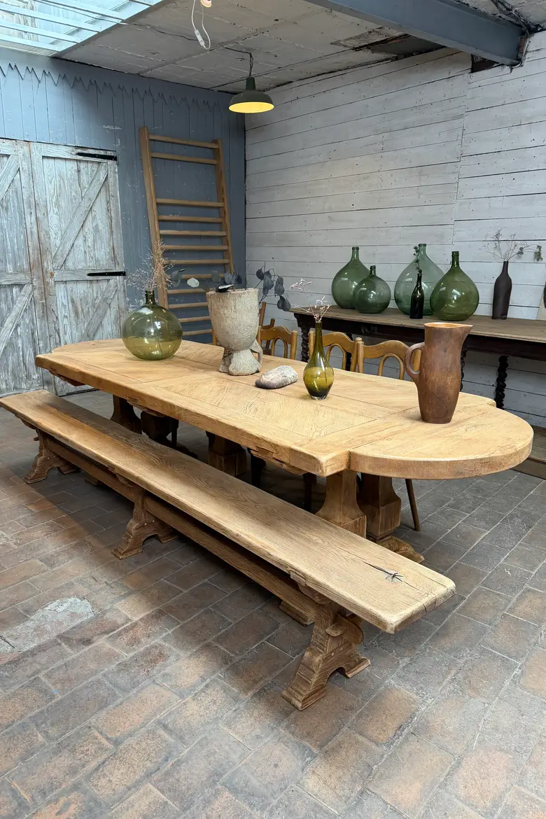 Grande table de monastère en chêne