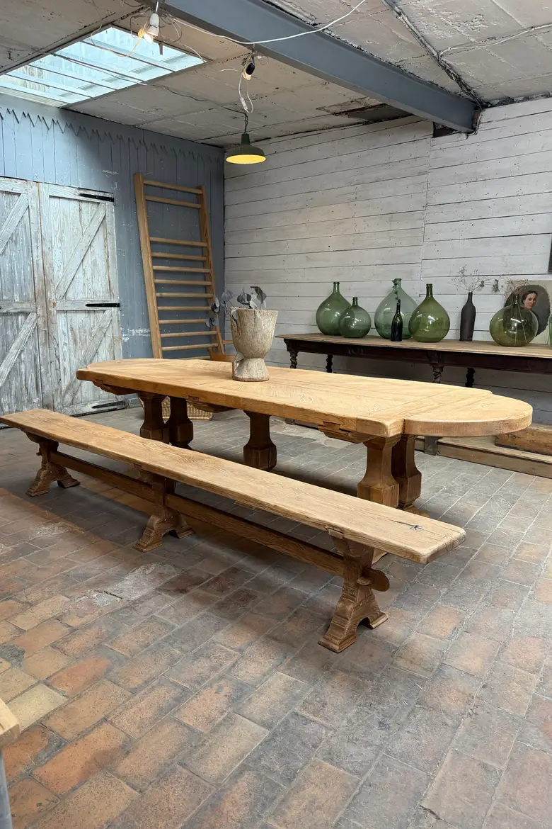 Grande table de monastère en chêne