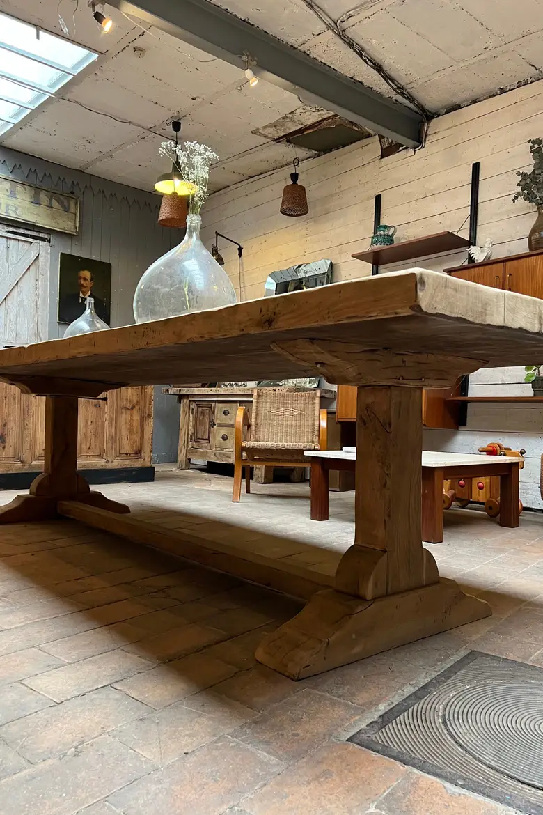 Grande table de monastère en chêne Début XXème