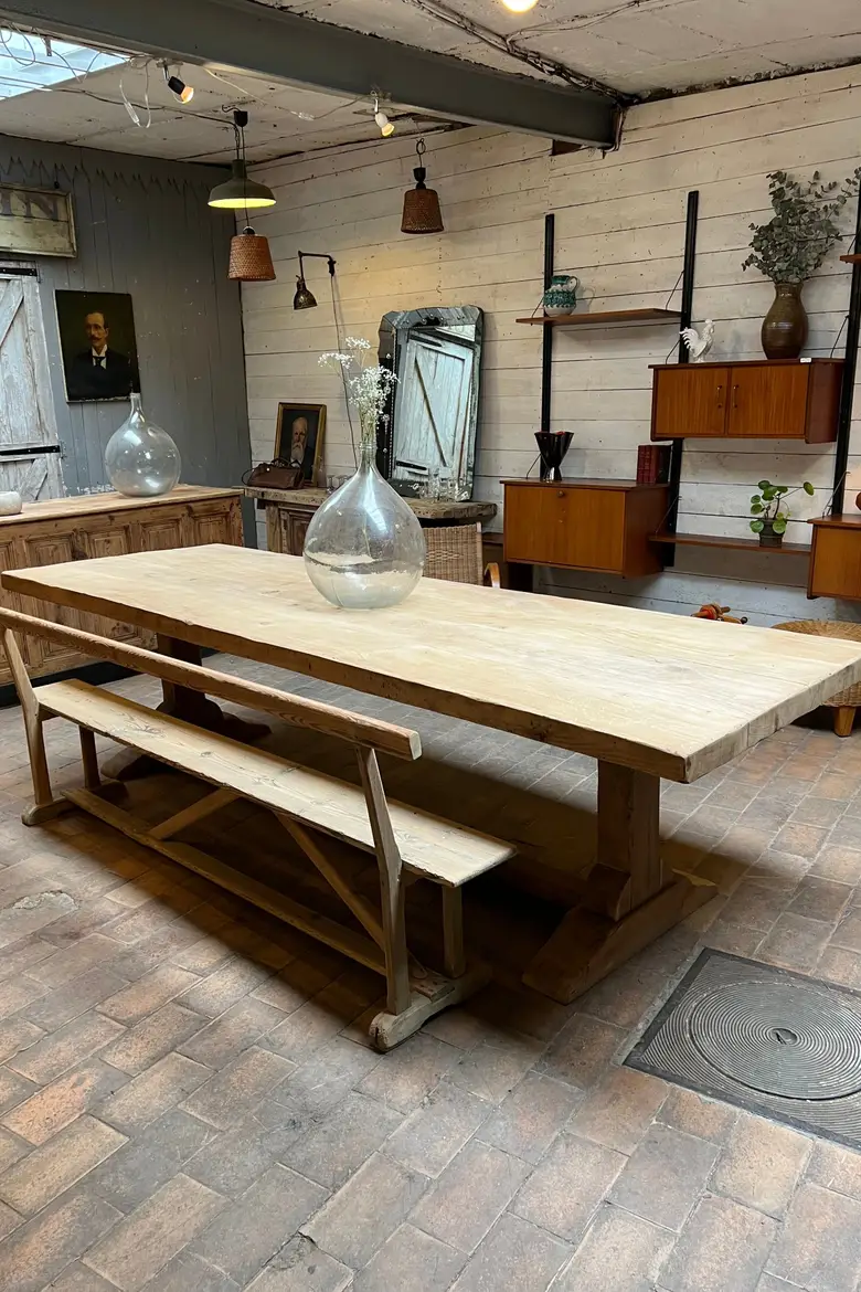 Grande table de monastère en chêne Début XXème