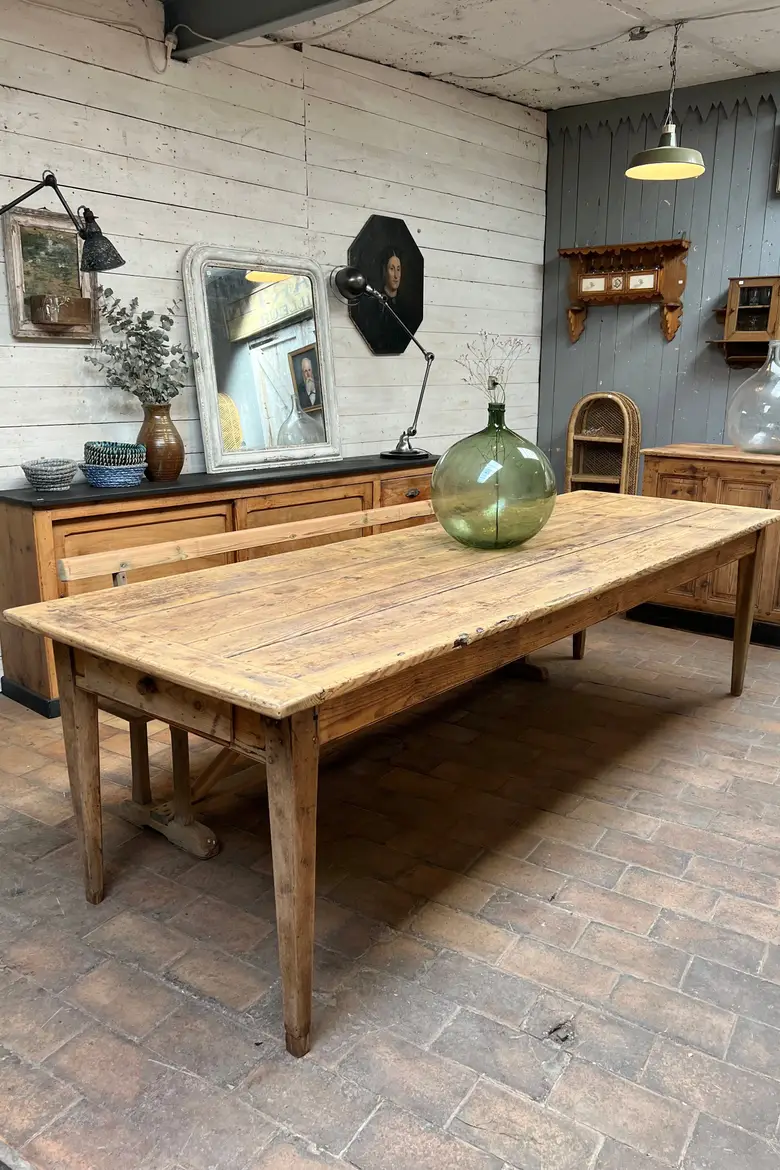 Grande table de réfectoire en sapin Début XXème